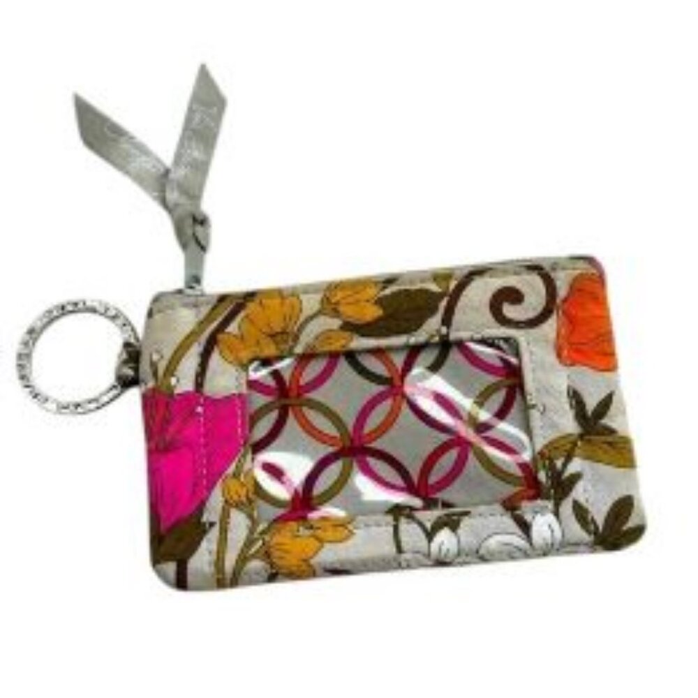 Vera Bradley Tea Garden Zip ID Case EUC